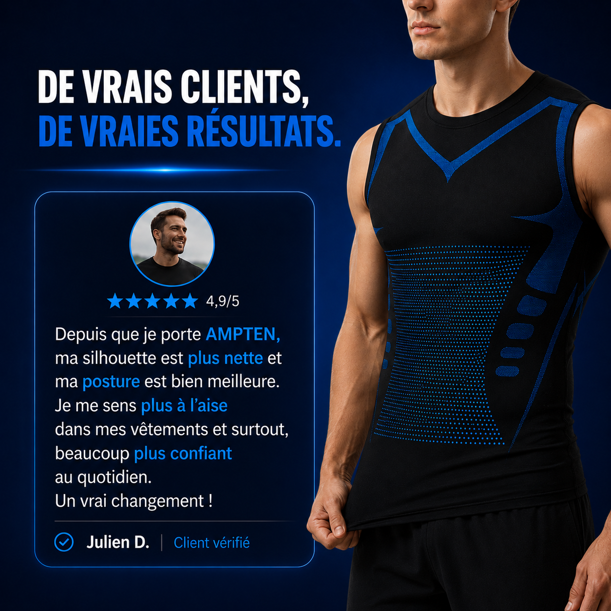 Avis client vérifié — Julien D. porte AMPTEN™